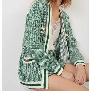 MAJE Maitresse Metallic Threaded Cardigan